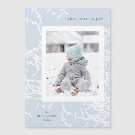 Ramas nevadas azules y blancas imán fotográfico de