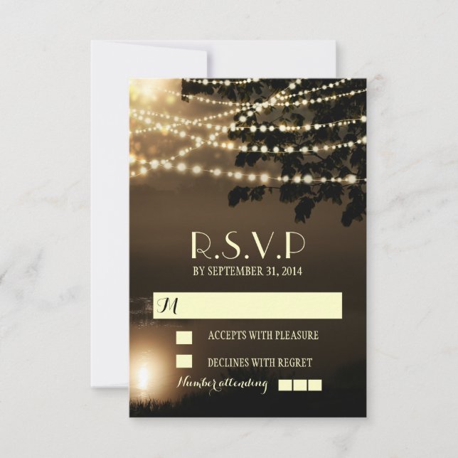 Ramas rusas iluminan las tarjetas RSVP de boda (Anverso)