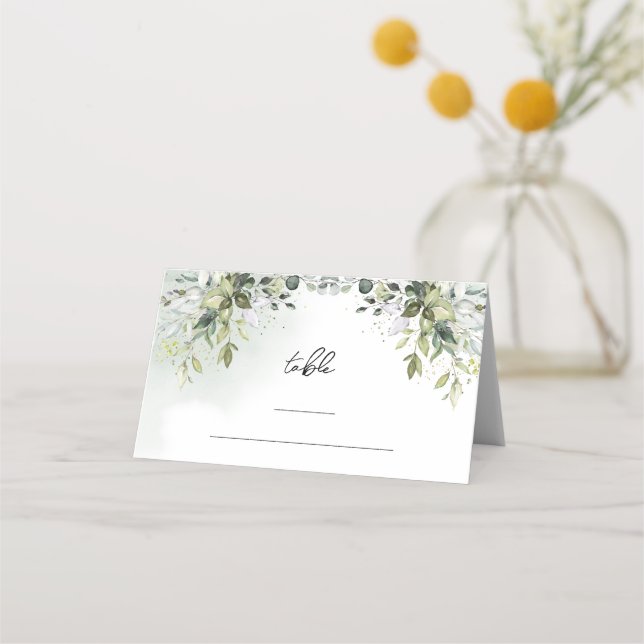 Ramas verdes del Boho Eucalyptus tarjeta de lugar  (Anverso)