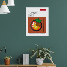 Ramen, comida japonesa, arte mural al estilo vecto