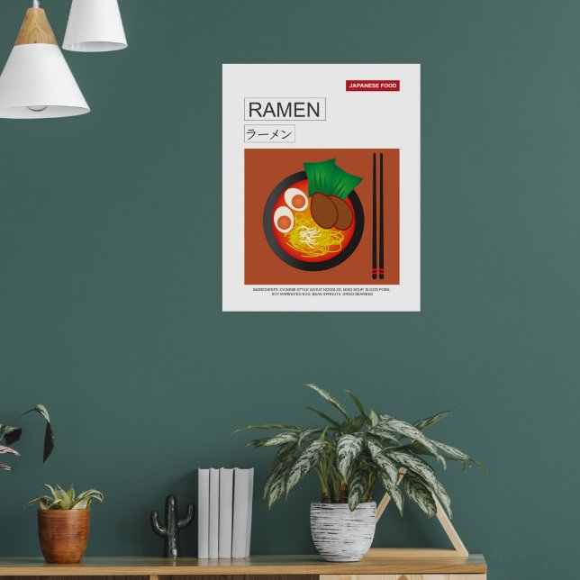 Ramen, comida japonesa, arte mural al estilo vecto (Salón 1)
