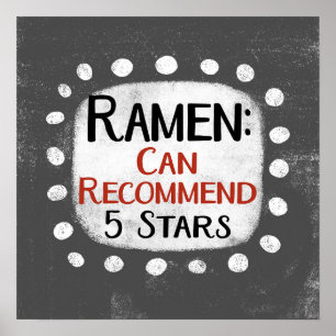 Ramen Review 5 estrellas arte en la pared Poster