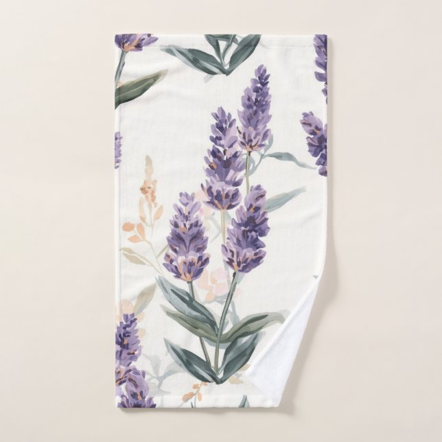 Ramilletes de lavanda Botánico acuarela Floral púr (Toalla de mano)