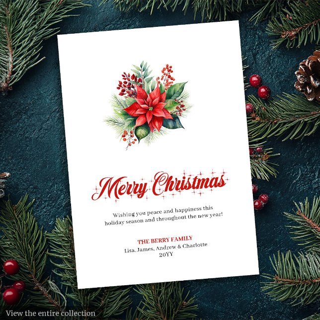 Ramo Botánico de Navidad Imprimible  (Botanical Christmas Bouquet Printable Greeting Card

)