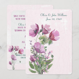 Ramo de amapola rosa Invitación de boda