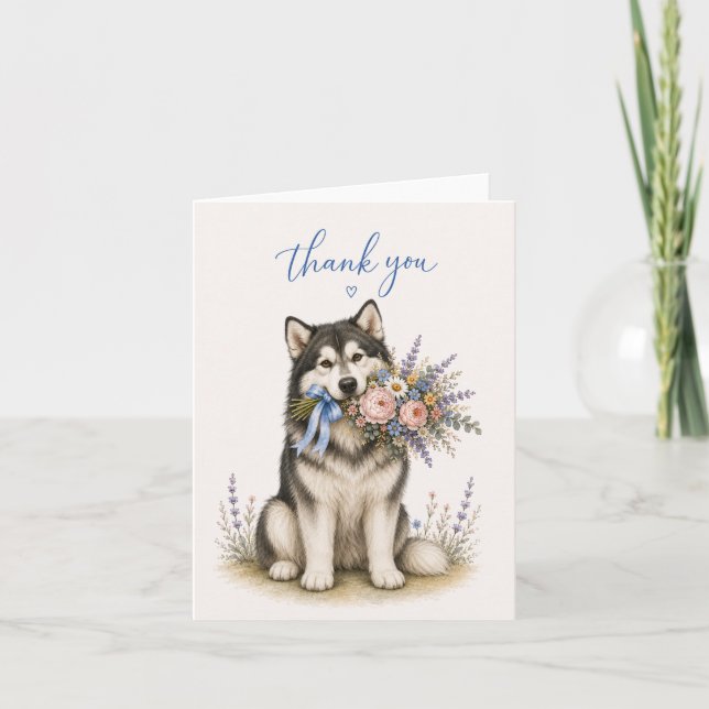Ramo de flores Alaskan Malamute agradecimiento (Anverso)