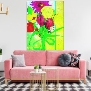 Ramo de flores atado con cinta elegante arte