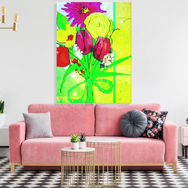 Ramo de flores atado con cinta elegante arte (Insitu (Sala de estar))
