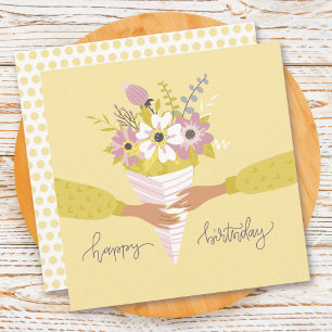 Ramo de flores de cumpleaños Tarjeta plana