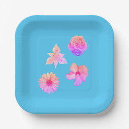 Ramo de flores de pastel en plato de papel