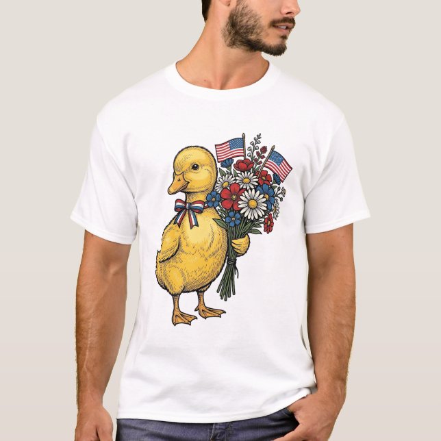 Ramo de flores de patito patriótico Camiseta vinta (Anverso)