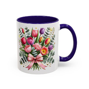 Ramo de flores de tulipán en taza Regalo elegante