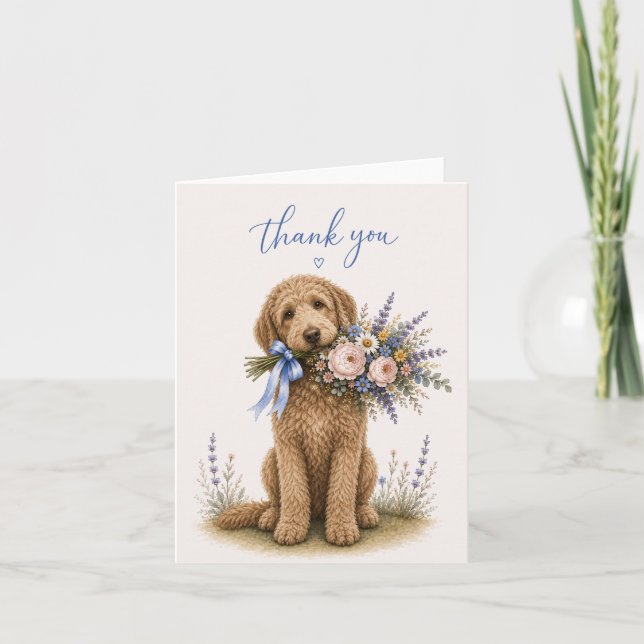 Ramo de flores Goldendoodle agradecimiento (Anverso)