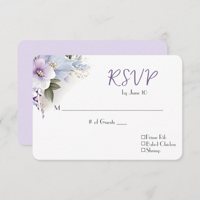 Ramo de flores para RSVP de boda (Anverso / Reverso)