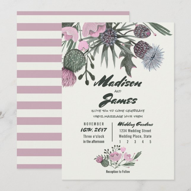 Ramo de flores silvestres | rosa | Invitaciones de (Anverso / Reverso)