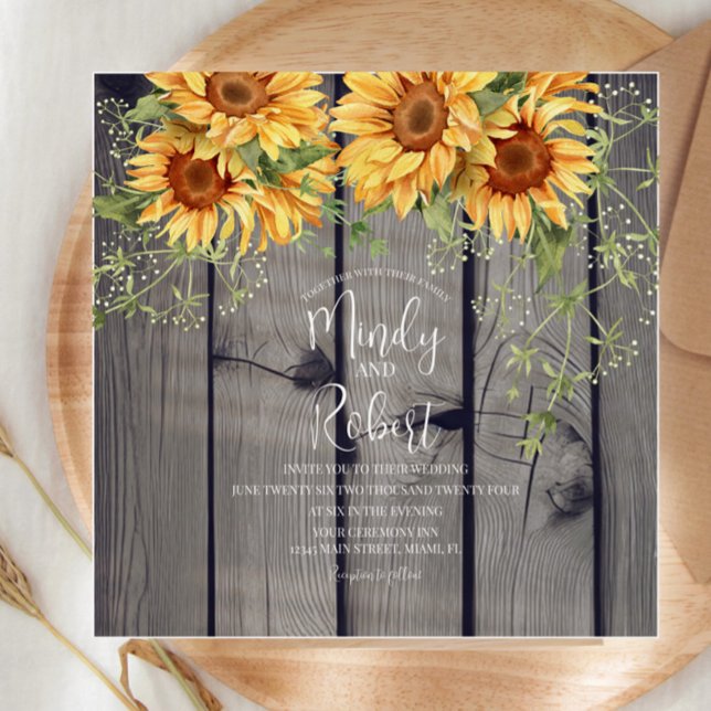 Ramo de Girasoles Rústicos Acuarela Boda    (Subido por el creador)