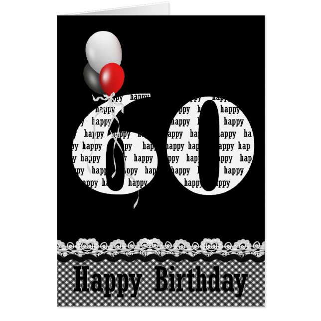 ramo de globos por 60 cumpleaños sobre negro (Frente)