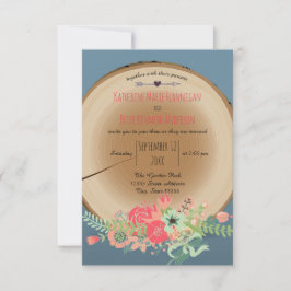 Ramo de madera rústica - Invitación de boda 3x5