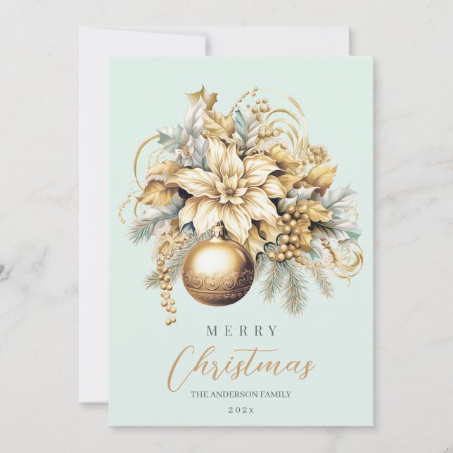 Ramo de Navidad de lujo elegante clásico de oro y  (Anverso)