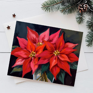 Ramo de Navidad de Poinsettias Rojas Acuarela