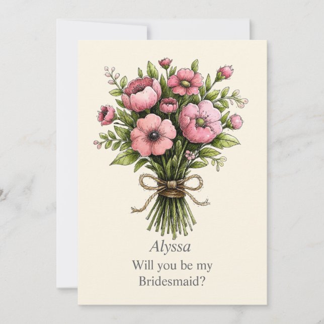 Ramo de novia caprichoso de flores rosadas Propues (Anverso)