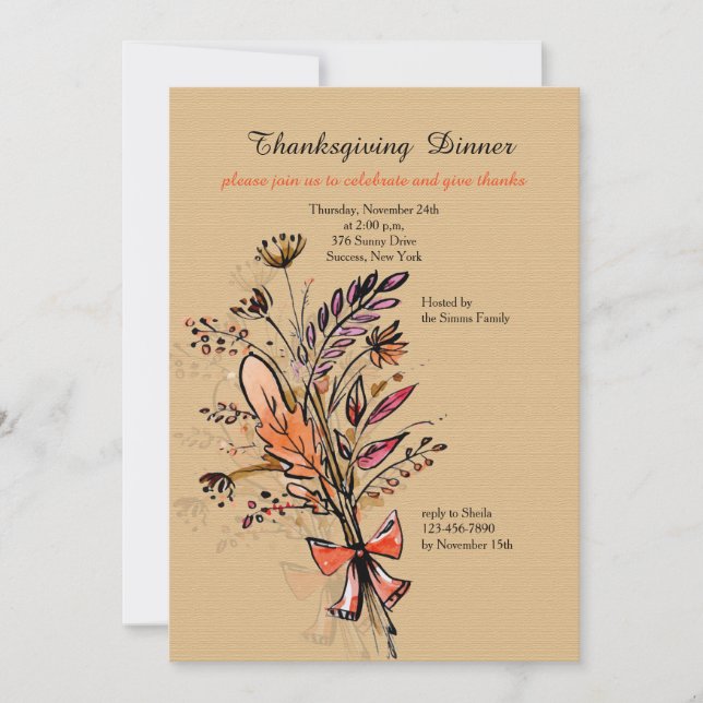 Ramo de Otoño Uno Invitación (Anverso)