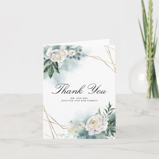 Ramo de peonía blanca agradecimiento de boda (Anverso)