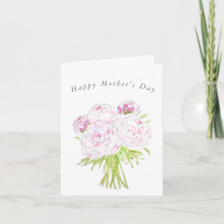 ramo de peonía rosa Tarjeta del Día de la Madre
