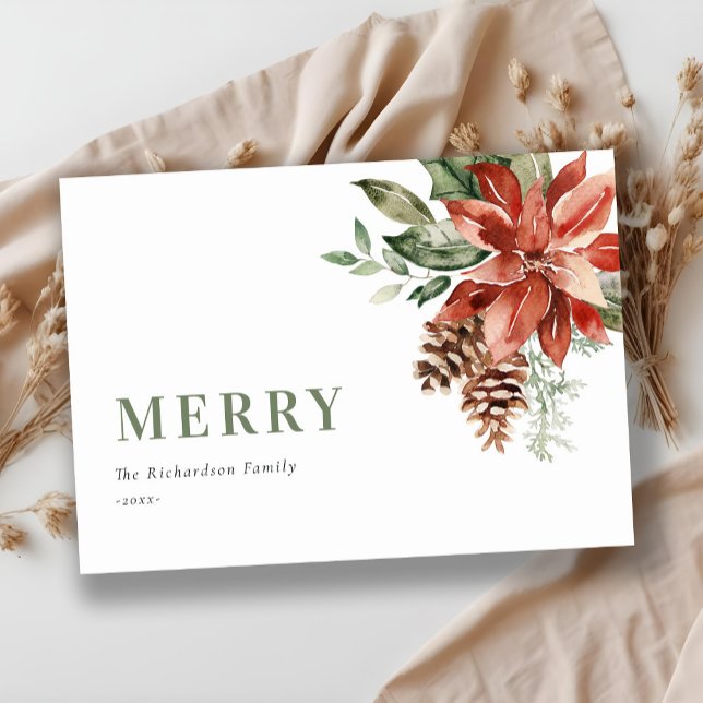 Ramo de poinsettia alegre acuarela pino navidad (Subido por el creador)