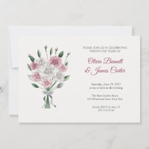 Ramo de rosas de bodas de plata Invitación a la fi