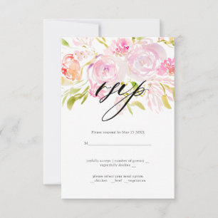 Ramo de rosas en acuarela RSVP de boda 