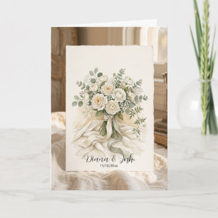Ramo de rosas nupciales Tarjeta de agradecimiento