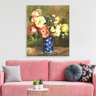 Ramo de rosas rosadas vintage Renoir en arte de ja