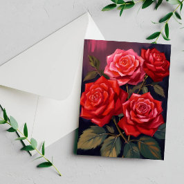 Ramo de Rosas | Tarjeta de Pintura Aquarela Floral