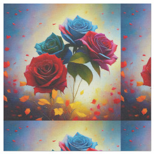 Ramo de rosas tricolor, tela
