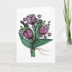 Ramo de tulipanes en acuarela elegante Tarjeta flo