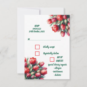 Ramo de tulipanes rojos vibrantes acuarela RSVP