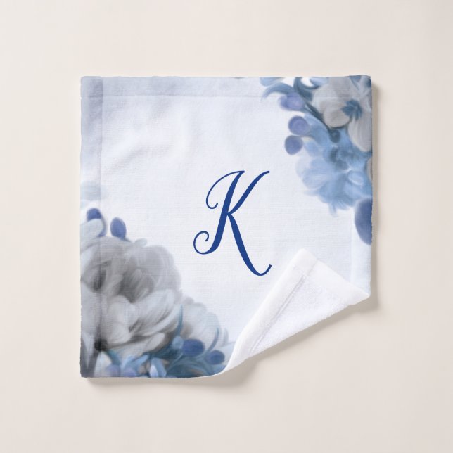 Ramo del Peony - azul y gris - Washcloth inicial (Toallita)
