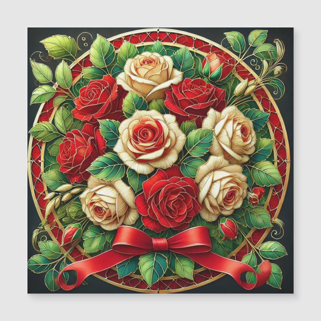 Ramo Elegante de Rosas Rojas y Blancas (Anverso)