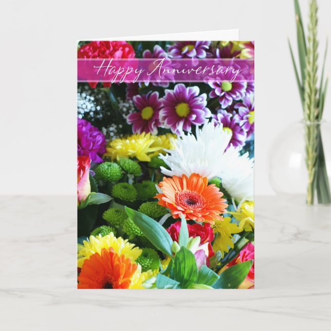 Ramo feliz del aniversario de boda de tarjeta de (Anverso)