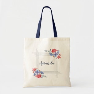 Ramo floral acuarela, bolso tote personalizado