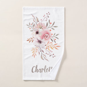 Ramo floral de la acuarela rosada - personalizado