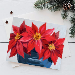 Ramo Floral de Nochebuena Rojo Acuarela de Navidad