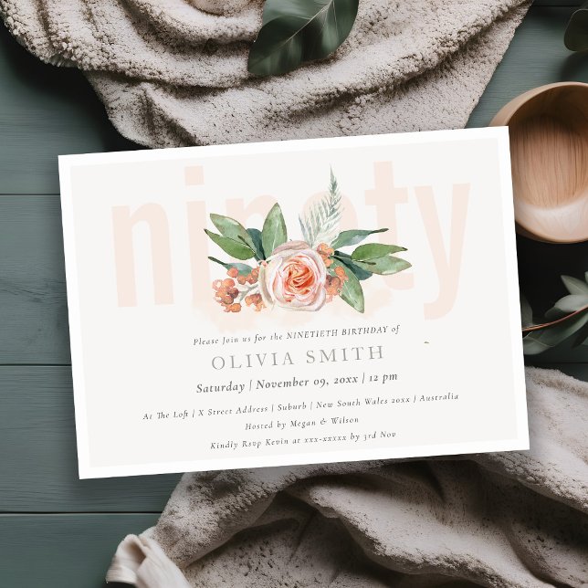 Ramo floral de rosa melocotón pastel Invitación de (Subido por el creador)