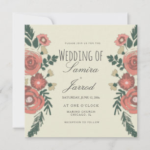 Ramo Floral Dibujado a Mano Boda Vintage