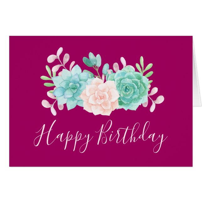 Ramo Floral Rosa Pastel y Verde Cumpleaños (Anverso (Horizontal))