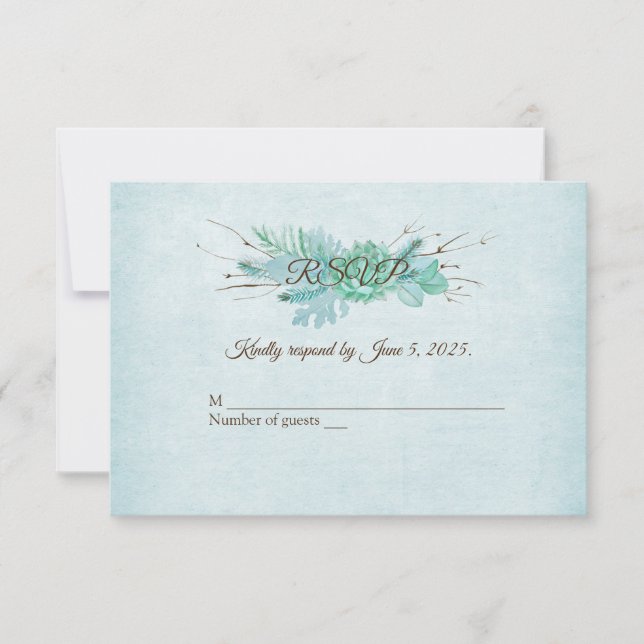 Ramo floral turquesa acuarela RSVP (Anverso)