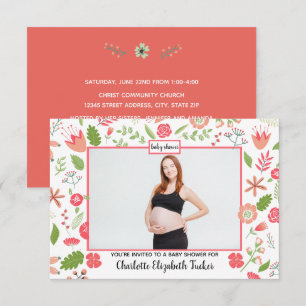 Ramos Florales Rosados - Invitación para Baby Show