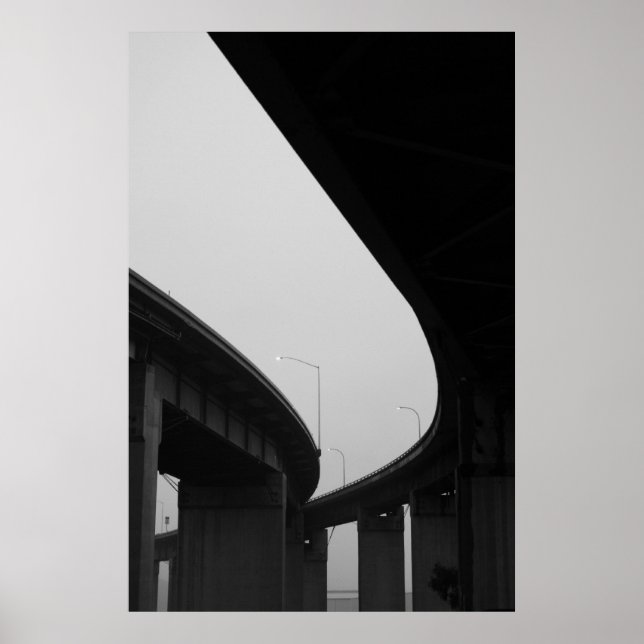 Rampas de Freway en un Poster de niebla, impresión (Frente)