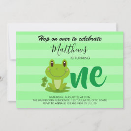 Rana 1 cumpleaños fiestas rayas Invitación